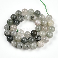 Natural Green Rutilated Quartz Round Beads Strands, 10.3mm, Hole: 1mm, about 38pcs/strand, 15.59''(39.6cm)(G-T140-10mm-02)