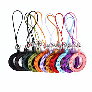 Polyester Tassel Woven Big Pendant Decorations, with Alloy Enamel Findings and Plastic Beads, Antique Silver, Mixed Color, 110~115mm(FIND-N052-001)