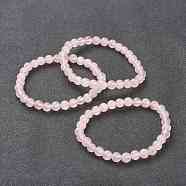 Natural Rose Quartz Beaded Stretch Bracelets, Round, Beads: 6~6.5mm, Inner Diameter: 2-1/4 inch(5.55cm)(BJEW-D446-B-11)