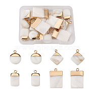 Electroplate Natural Freshwater Shell Pendants, with Golden Plated Brass Findings, Flat Round & Rectangle & Rhombus, Seashell Color, 12pcs/box(SHEL-TA0001-05)
