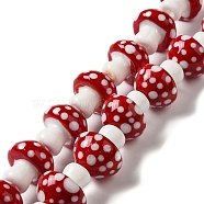 Handmade Lampwork Beads Strands, Mushrooms, FireBrick, 19.5x22mm, Hole: 1.6mm, about 20pcs/strand, 17.32''(44cm)(LAMP-Q033-01A)