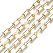 Unwelded Iron Paperclip Chains, Drawn Elongated Cable Chains, with Spool, Light Gold, 13.6x7x2mm, about 32.8 Feet(10m)/roll(CH-S125-21A-05)