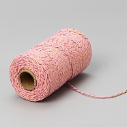 100M Round Cotton Cord, Gift Wrapping Decorative Cord, Pink, 2mm, about 109.36 Yards(100m)/Roll(PW-WG42861-03)