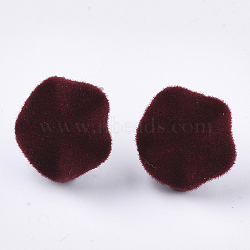 Flocky Iron Stud Earring Findings, with Steel Pins and Loop, Brown, 16x16mm, Hole: 3mm, Pin: 0.8mm(IFIN-S704-33B)