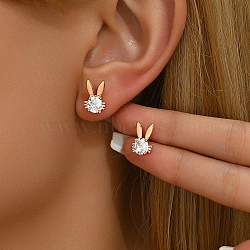 Elegant Rabbit Ear Studs for Women, Perfect for Dating and Parties, 18K Gold(TJ1466-1)