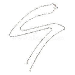 Rhodium Plated 925 Sterling Silver Rolo Chains Necklace Making, for Name Necklaces Making, with Spring Ring Clasps & S925 Stamp, Real Platinum Plated, 18 inch(45.8cm)(STER-B001-05P)