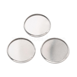 316 Surgical Stainless Steel Cabochon Tray Settings, Plain Edge Bezel Cups, Flat Round, Stainless Steel Color, 27.5x1.5mm(X-STAS-I187-06B-P)