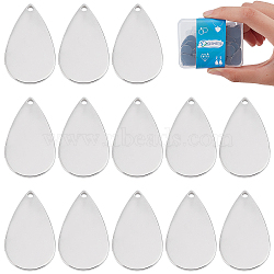 60Pcs 304 Stainless Steel Pendants, Teardrop, Stainless Steel Color, 20x11.5x1mm, Hole: 1.2mm(STAS-DC0008-97)