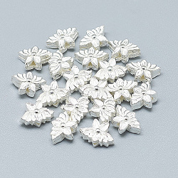 925 Sterling Silver Beads, Flower, Silver, 8x11.5x5mm, Hole: 1.2mm(STER-T002-100S)