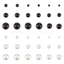 ANATTASOUL 18 Pairs 18 Style ABS Plastic Imitation Pearl Stud Earrings for Women, Black, 3~15.5mm, Pin: 0.6mm, 1 Pair/style(EJEW-AN0002-70)