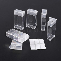 Plastic Bead Containers, Flip Top Bead Storage, For Seed Beads Storage Box, Rectangle, Clear, 50x27x12mm, Hole: 9x10mm(X-CON-R010-01)