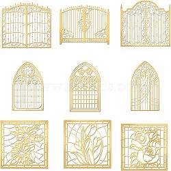 Olycraft 9Pcs 9 Styles Nickel Self-adhesive Picture Stickers, Golden, Window & Door, Mixed Patterns, 40x40mm, 1pc/style(DIY-OC0004-32)