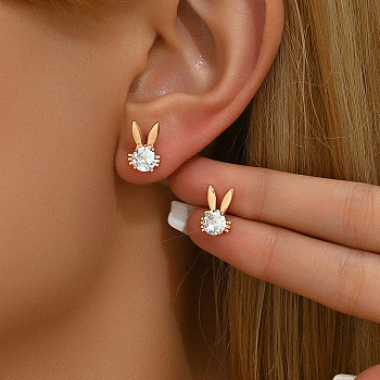 Elegant Rabbit Ear Studs for Women, Perfect for Dating and Parties, 18K Gold