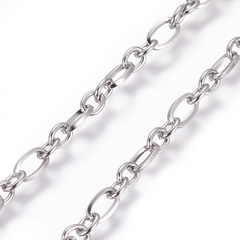 304 Stainless Steel Figaro Chains, Unwelded, Stainless Steel Color, 3.2~3.3mm, Links: 6x3.3x0.7mm and 4x3.2x0.7mm