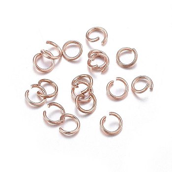 304 Stainless Steel Jump Rings, Open Jump Rings, Rose Gold, 22 Gauge, 4x0.6mm