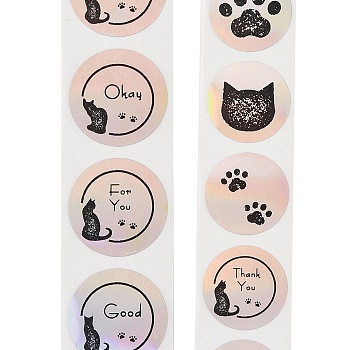 Self-Adhesive Paper Gift Tag Stickers, for Party, Decorative Presents, Cat Shape, 25mm 500pcs/roll