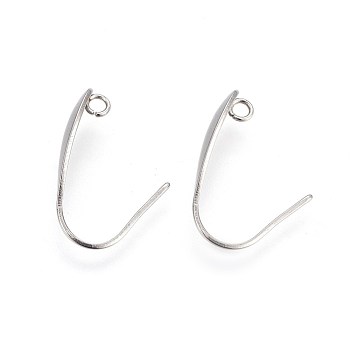 304 Stainless Steel Earring Hooks, with Horizontal Loop, Stainless Steel Color, 18x13.5x4.5mm, 5 Gauge, Hole: 1.6mm