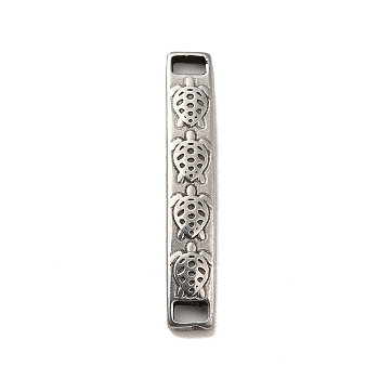 304 Stainless Steel Connector Charms, Rectangle Links with Tortoise, Stainless Steel Color, 30x5.5x2.5mm, Hole: 3.5x2mm
