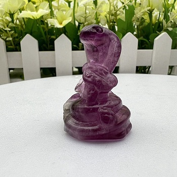 Natural Fluorite Carved Healing Snake Figurines, Reiki Energy Stone Display Decorations, 30~40mm