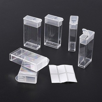 Plastic Bead Containers, Flip Top Bead Storage, For Seed Beads Storage Box, Rectangle, Clear, 50x27x12mm, Hole: 9x10mm