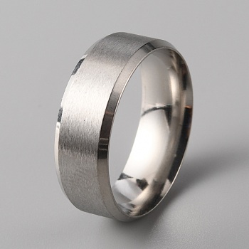 201 Stainless Steel Plain Band Ring for Men Women, Matte Stainless Steel Color, Size 11, Inner Diameter: 21.32mm