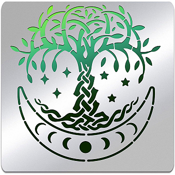 Stainless Steel Cutting Dies Stencils, for DIY Scrapbooking/Photo Album, Decorative Embossing DIY Paper Card, Matte Stainless Steel Color, Tree of Life Pattern, 15.6x15.6cm