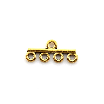 Alloy Chandelier Component Links, 5 Loop Connector, Tibetan Style, Antique Golden, 8.5x19x2mm, Hole: 1.7mm