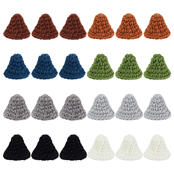 24Pcs 8 Colors Handmade Wool Woven Hat Decoration, DIY Jewelry Earring Hair Accessories Doll Craft Supplies, Mixed Color, 28.5x42x6.5mm, 3pcs/color