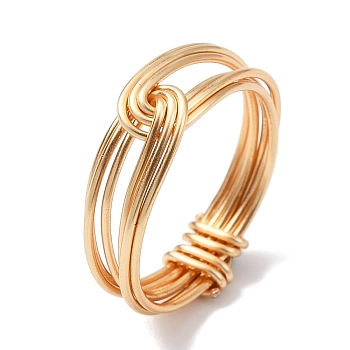 Brass Wire Wrap Finger Rings, Hollow Knot, Light Gold, US Size 7 1/4(17.5mm)