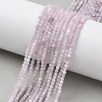 Natural Kunzite/Spodumene Beads Strands, Faceted, Round, Round, 2~2.5mm, Hole: 0.5mm, about 176pcs/strand, 15.35''(39cm)