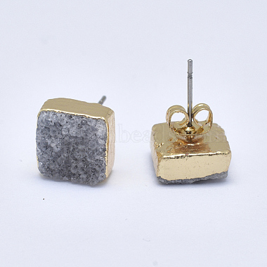Boucles d'oreilles à quartz druzy teinté naturel(EJEW-P165-A07)-3