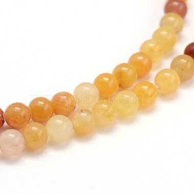 Natural Gemstone Red Yellow Jade Round Bead Strands(G-J303-02-4mm)-3