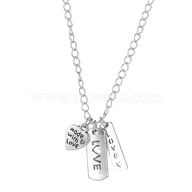 Valentine's Day Alloy and 201 Stainless Steel Word Love Pendant Necklaces(NJEW-JN04693)-2