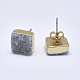 Natural Dyed Druzy Quartz Stud Earrings(EJEW-P165-A07)-3