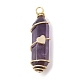 Natural Amethyst Copper Wire Wrapped Pointed Pendants(PALLOY-JF02462-02)-1