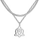 304 Stainless Steel Curb & Herringbone Chains Double Layer Necklaces(NJEW-P280-01P)-1