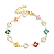 Clover Brass Link Bracelets for Woman(BJEW-S157-02G)-4