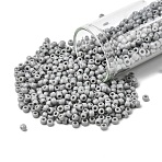 TOHO 8/0 Round Beads, Japanese Seed Beads, (53) Opaque Gray, 3mm, Hole: 1mm, about 1111pcs/50g(SEED-XTR08-0053)