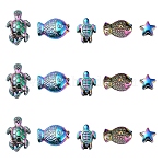 15Pcs 5 Styles Rack Plating Rainbow Color Alloy Beads, Cadmium Free & Nickel Free & Lead Free, Mixed Shapes, Rainbow Color, 6~13x6~9x3~4mm, Hole: 1.2~1.6mm, 3pcs/style(FIND-YW0006-10)