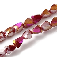 Electroplate Glass Beads Strands, AB Color, Faceted, Triangle, Medium Violet Red, 7x5.5~6x5.5~6mm, Hole: 1.2mm, about 79~80pcs/strand, 22.60''(57.4cm)(EGLA-I017-02-AB02)