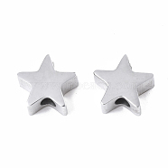 304 Stainless Steel Beads, Star, Stainless Steel Color, 7x8x3mm, Hole: 2mm(X-STAS-S079-184A-P)