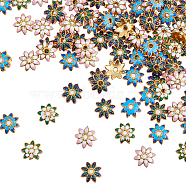 100Pcs Multi-Petal Alloy Enamel Bead Caps, Golden, Flower, Mixed Color, 7.5x7x2mm, Hole: 1mm(FIND-HY0001-07)