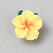 Handmade Polymer Clay Beads, Flower, Yellow, 10~13x21~26x21~26mm, Hole: 1.8mm(CLAY-WH20006-01D-07)