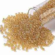TOHO Round Seed Beads, Japanese Seed Beads, (103B) Medium Topaz Transparent Luster, 8/0, 3mm, Hole: 1mm, about 222pcs/bottle, 10g/bottle(SEED-JPTR08-0103B)