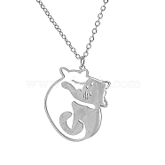 Stainless Steel Pendant Necklaces, with Cable Chains for Women, Cat Shaped, Stainless Steel Color, 17.72 inch(45cm)(ZE1785-2)