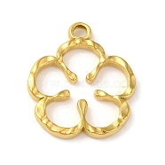 Ion Plating(IP) 304 Stainless Steel Pendants, Flower Charm, Real 18K Gold Plated, 25.5x22x2.5mm, Hole: 3mm(STAS-C104-01G)