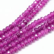 Natural White Jade Bead Strands, Dyed, Faceted, Rondelle, Dark Violet, 4~5x3mm, Hole: 0.5mm, about 115~120pcs/strand, 13.39~13.98 inch(34~35.5cm)(X-G-R343-2x4-24)