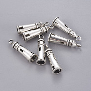 Tibetan Style Alloy Lighthouse Pendants, Cadmium Free & Lead Free, Antique Silver, 25x8mm, Hole: 2mm, about 675pcs/1000g(TIBEP-19257-AS-RS)