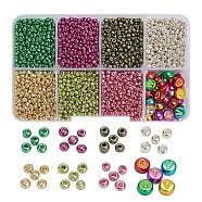 Metallic Colours Style Beads DIY Jewelry Making Finding Kit, Including 2mm Glass Seed Beads, Flat Round Acrylic Beads, Mixed Color, Glass Seed Beads: 2mm, 105g/set(DIY-YW0004-56)