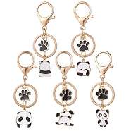 Alloy Enamel Keychain Pendant, Panda, Black, 8.8~9.3cm(KEYC-JKC00745)
